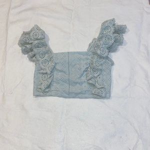 Altar’d State Teal Cropped Moselle Eyelet Top